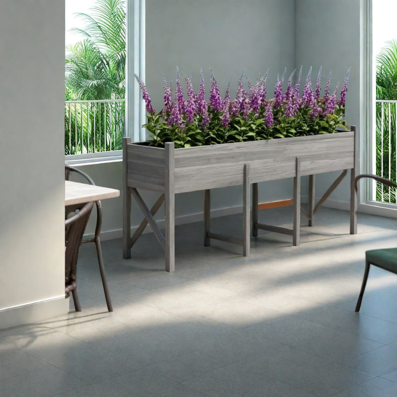 Spacious Wooden Planters, Rustic Elevated Garden Bed With Self-drainage