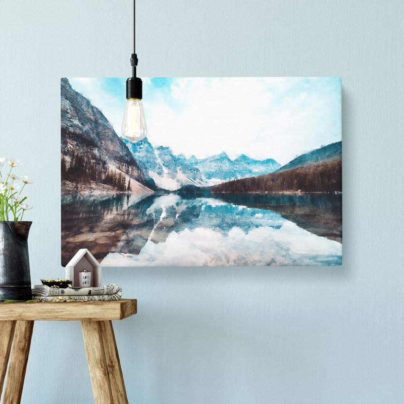Mountains & Forest By Lake Moraine - Wrapped Canvas, 35cm H x 50cm W x 3cm D