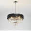 Lustre moderne en cristal noir et chrome 8 lumières