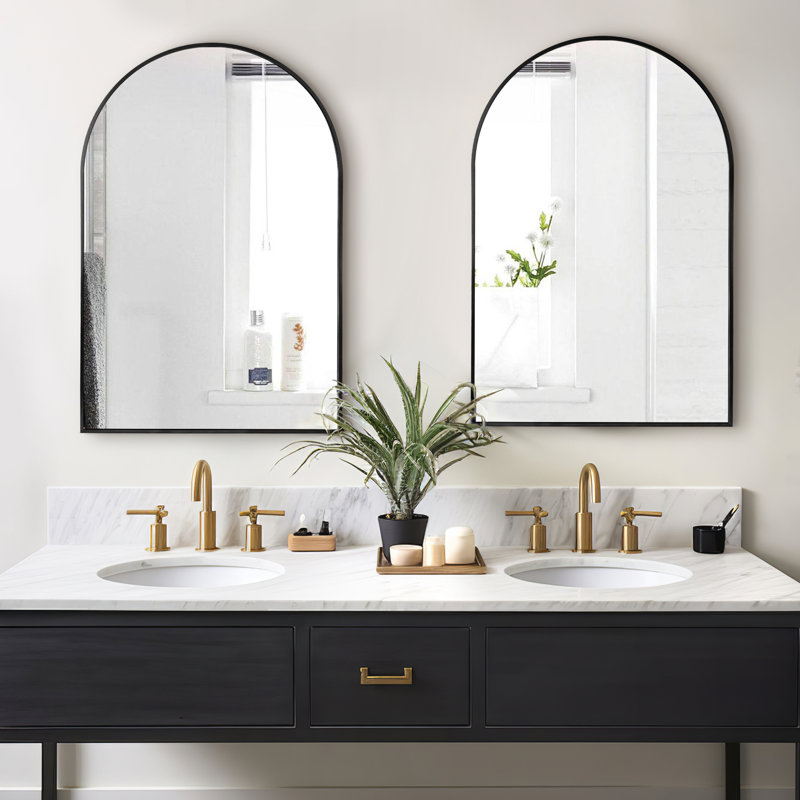 Ensemble de 2 miroirs muraux en aluminium, 30 po x 20 po, Noir