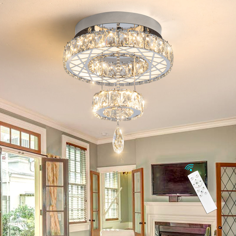 Modern Dimmable Crystal Chandelier, Silver