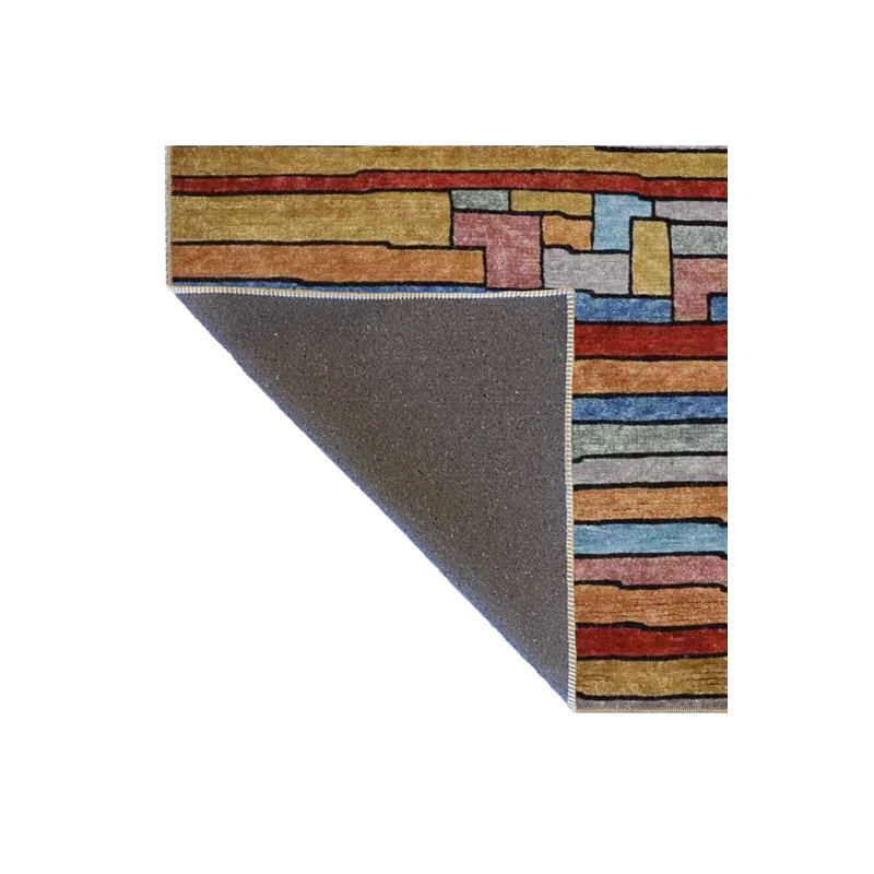 Multi Color Geometric Pattern Woven Base Machine Washable Area Rug, Square 3'3"