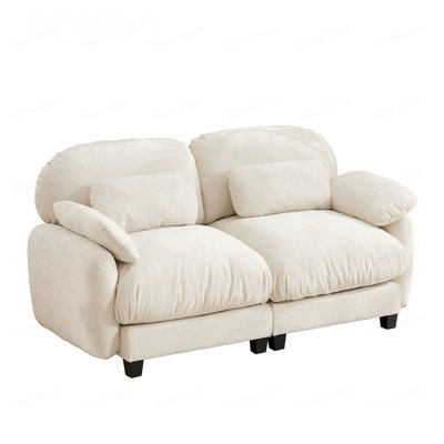2 Seater Cloud Feel Sofa, Soft Chenille Fabric Modular Couch with Deep Seat, Free Combination Comfort Loveseat