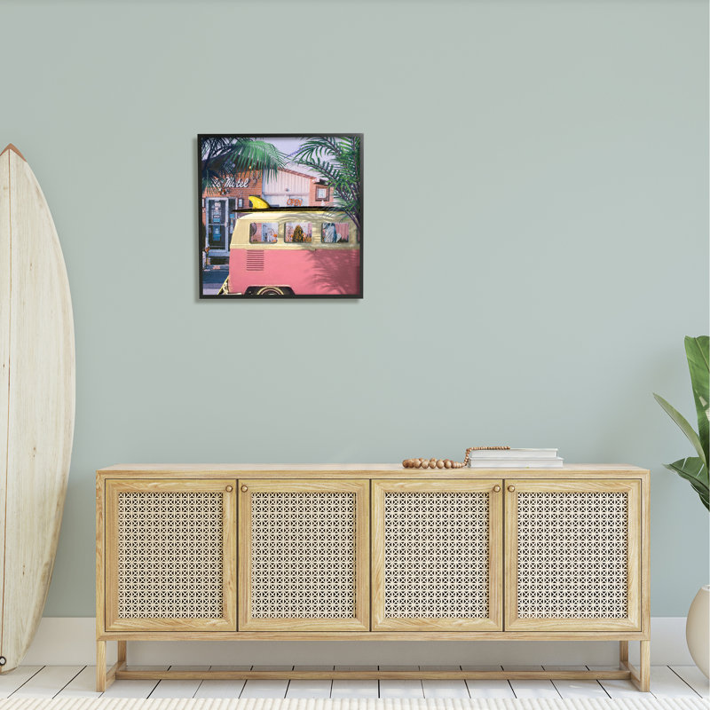 «Retro Summer Palms Holiday», art de la giclée encadrée par Steve Hunziker, H 24 po x l 24 po x P 1,5 po
