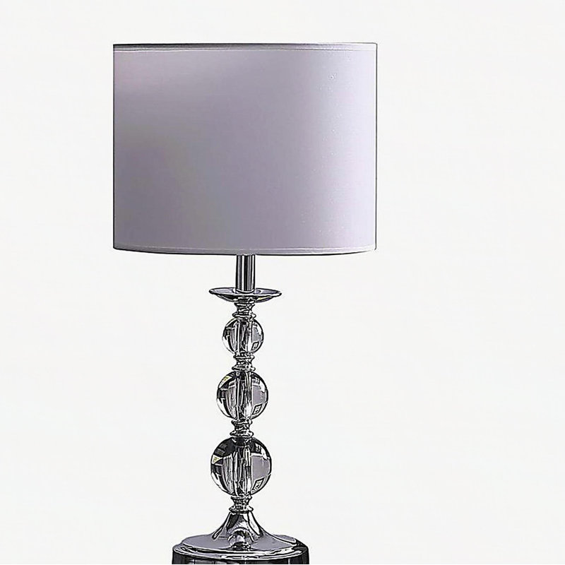 19.75" Ascending Solid Crystal Orbs Chrome Table Lamp in Chrome Silver