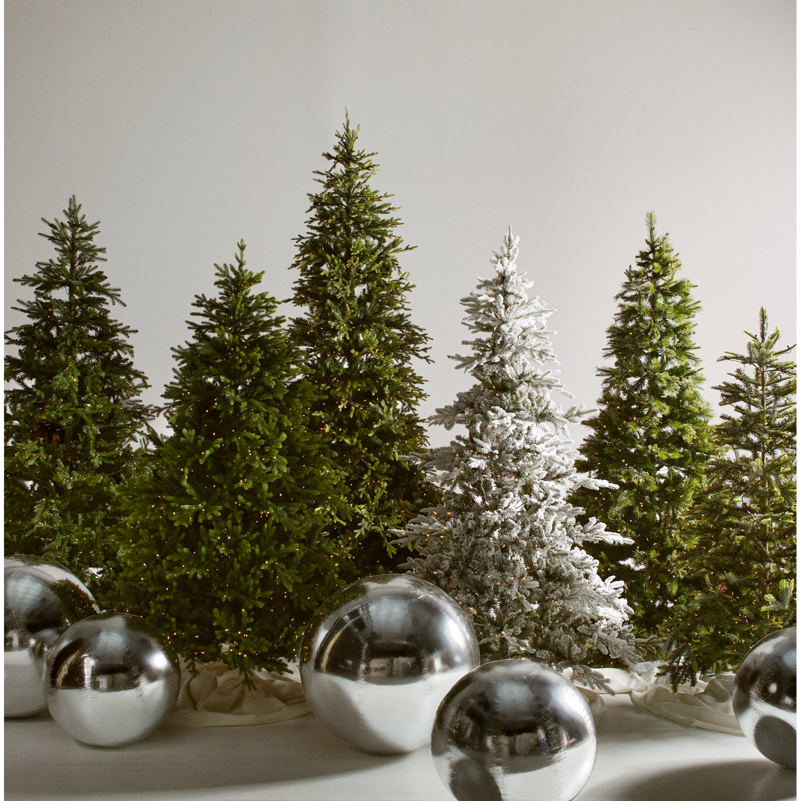 Kanhaya Flocked Pre-Lit Pine Christmas Tree, 7.5' H
