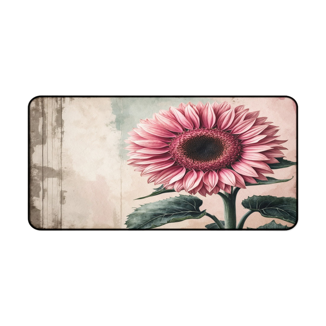 Pink Sunflower Watercolor Desk Mat