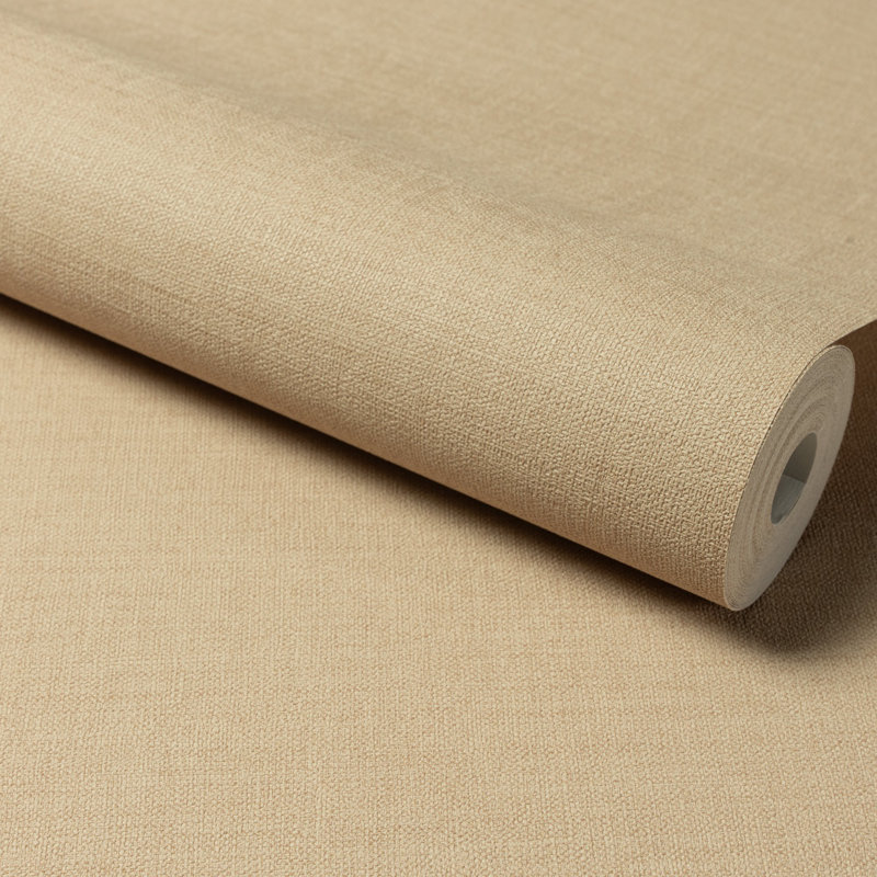Structured Walls Collection Plain Linen Wallpaper Roll, Brown