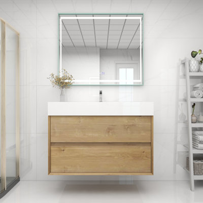 42 Wall Mounted Vanity with Reinforced Acrylic Sink