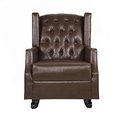 Button Tufted Wingback Design Rocking Chair
