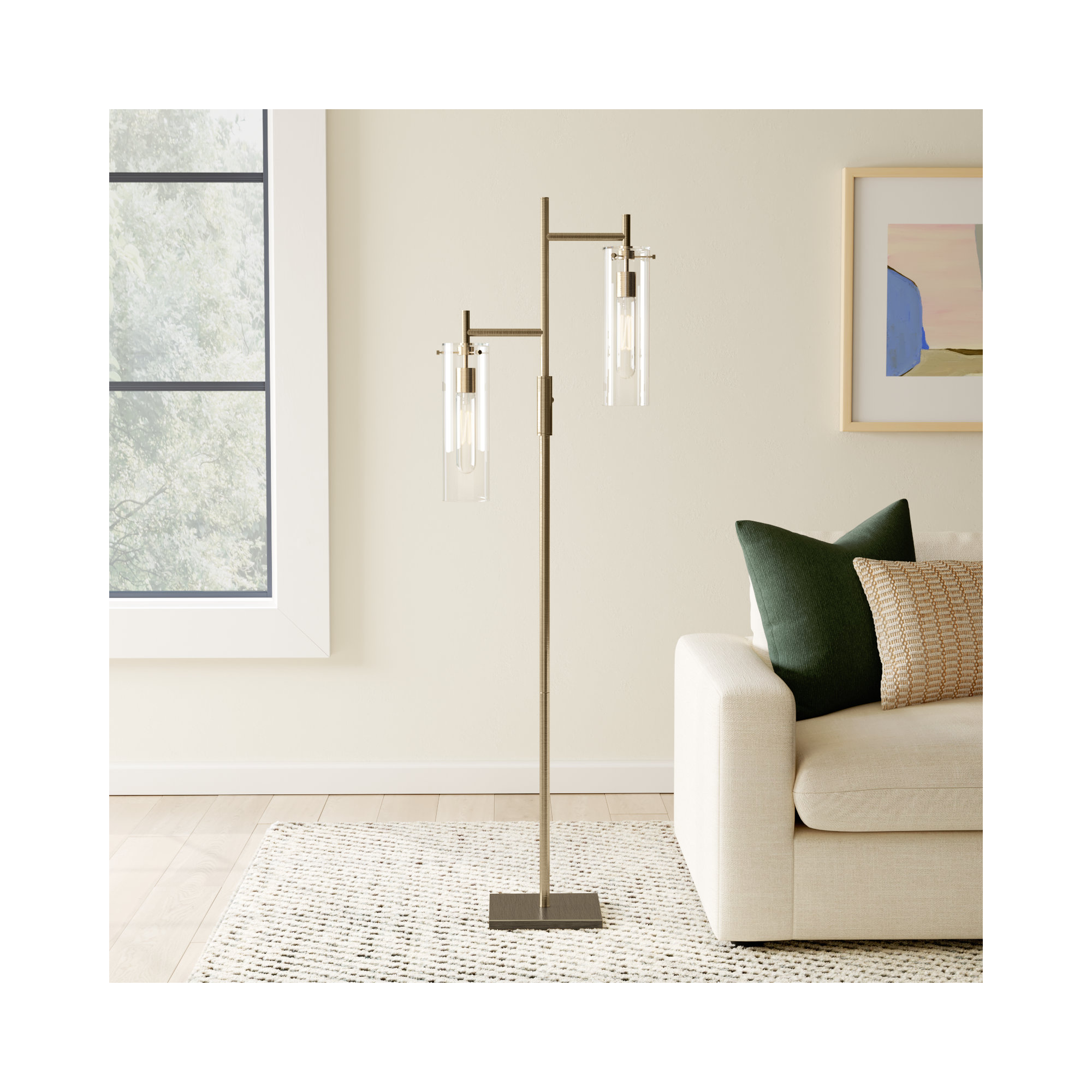 Gilbert 64.25'' Floor Lamp, Antique Brass