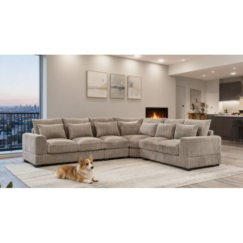 Laguna Modular Corduroy Sectional, Brown Corduroy