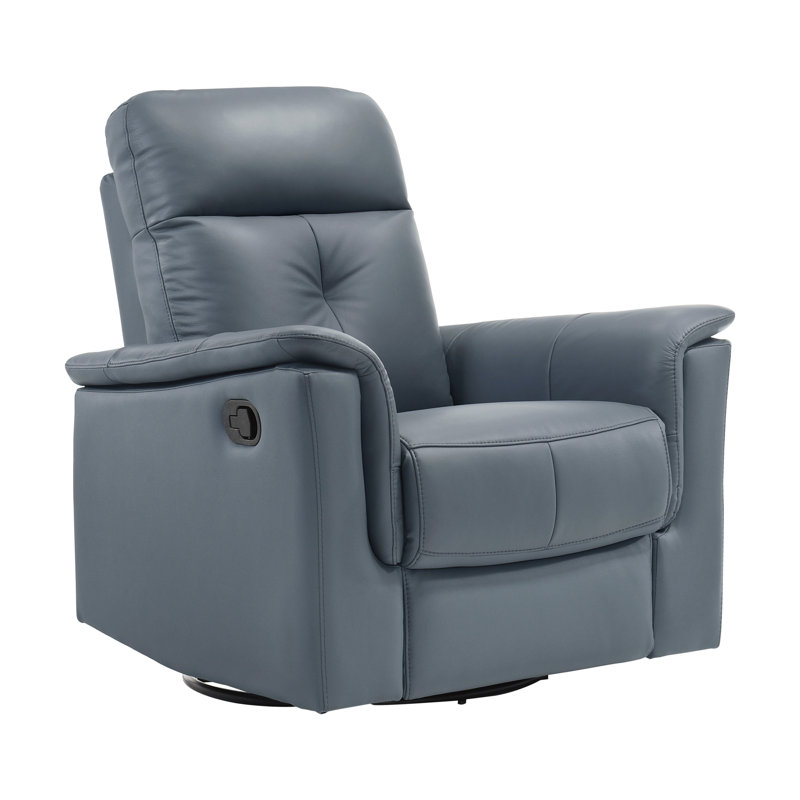 Leather Upholstered Reclining Chair, Blue