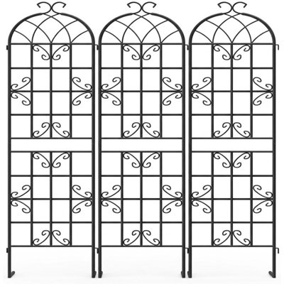 Support durable pour plantes grimpantes - Grillage de jardin pour aménagement extérieur - Cadre décoratif pour fleurs et vignes - Ensemble de 3 pièces