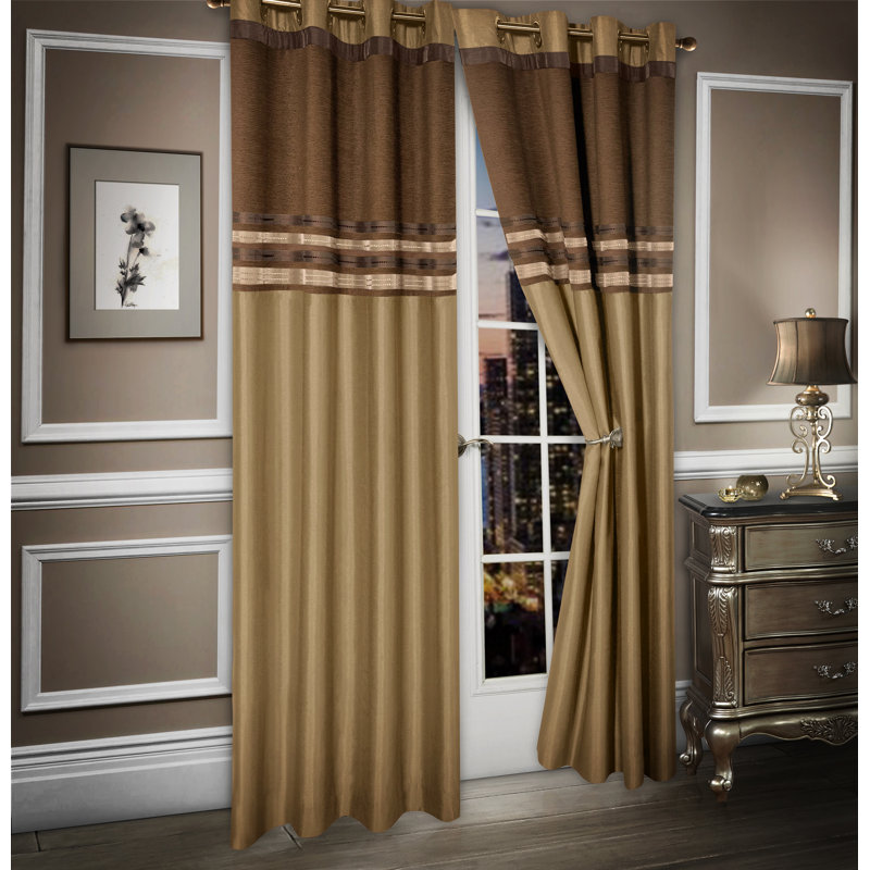 Jarrell Curtain, 165cm Width, Brown/Khaki