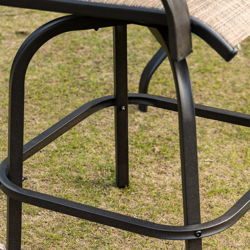2 Outdoor Swivel Bar Stools With - Brown Patio Chairs For Balcony, Pool Area, Backyard Steel Structure, Breathable Seat, 23.5" W X 26.69" D 49.05" H, 242 Lbs Capacity 2Pcs Patio, Frame Backyard,