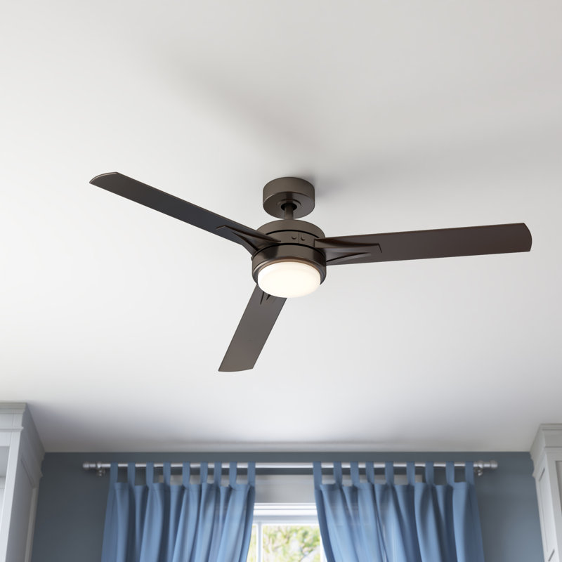 52" Indoor Integrated LED Propeller Ceiling Fan with Remote