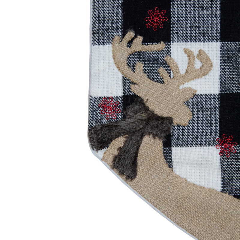 Chaussette de Noël renne 18 pouces noir et blanc