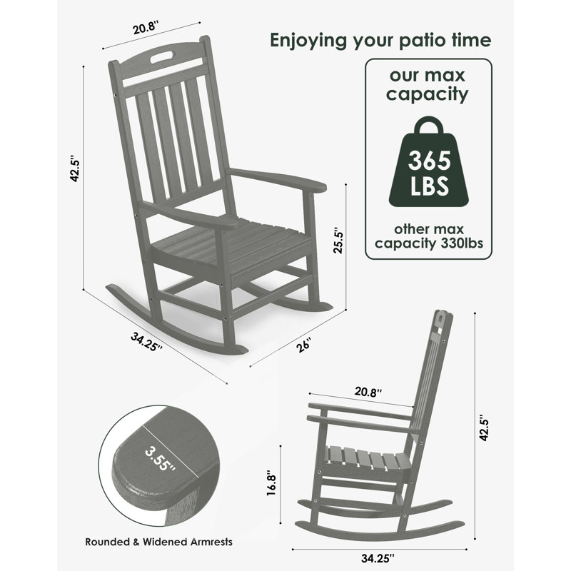 Chaise berçante en plastique Brayshun, Gris ardoise