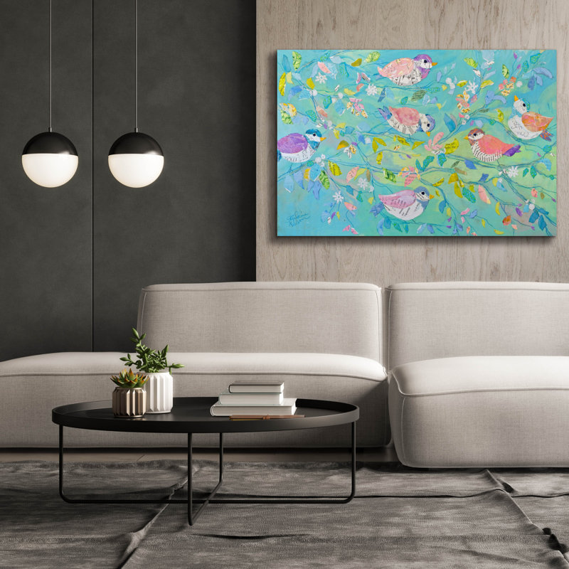 «Birds and Branches 2» par St. Hilaire Elizabeth, art mural sur toile, H 40 po x l 60 po x P 1,5 po