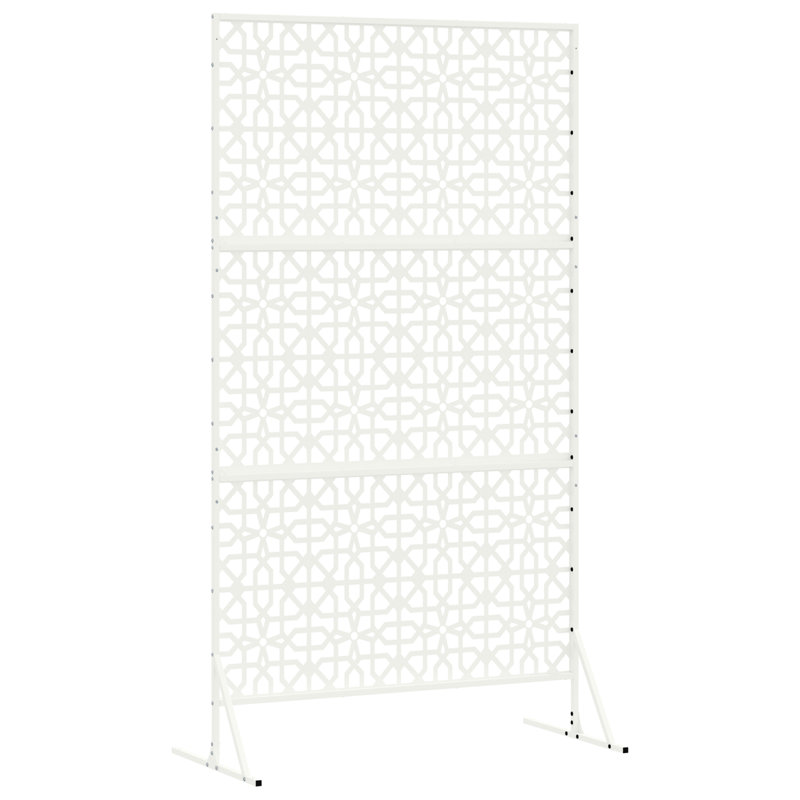 Metal Fence Panel Metal Large Pattern Fence Panel, White