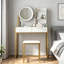 Ensemble de coiffeuse avec tabouret miroir à DEL et prise de courant pour chambre à coucher-1059523859
