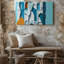 Toile, composition abstraite saisissante avec une série de formes d'art géométriques superposées dans des tons pastel doux, y compris des blancs-1316779375