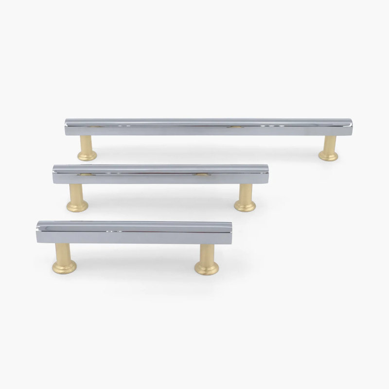 Mod Two Tone Bar / Handle Pull, Polished Chrome/Satin Brass, 5"