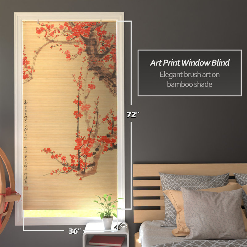 Semi Sheer Bamboo Roman Shade, 36"W x 72"L