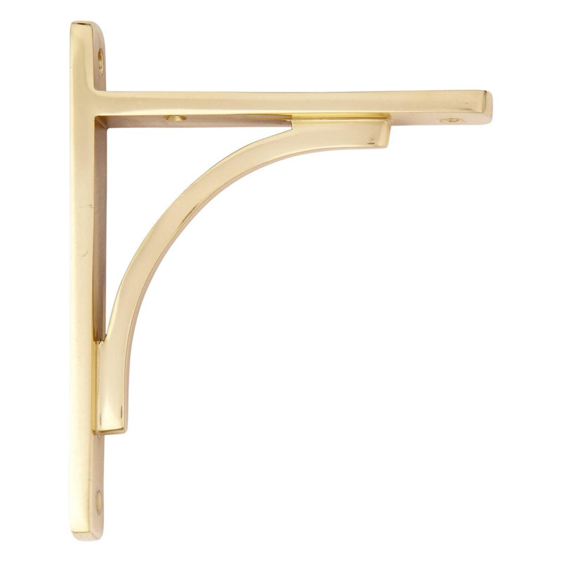 Rustic Cast Iron Shelf Bracket, Polished Brass