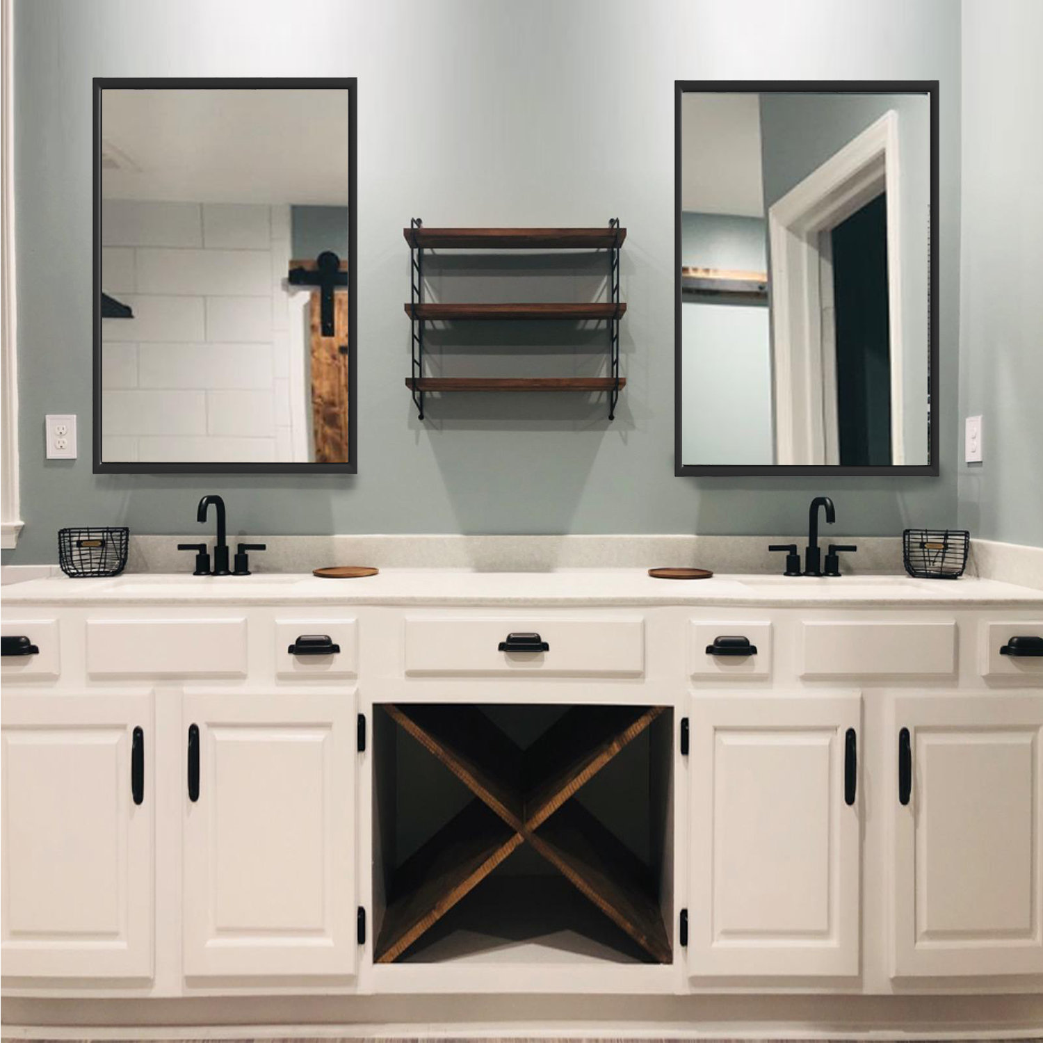 Ebern Designs Large Aluminum Black Framed Wall Mirror, Vanity Mirror ...