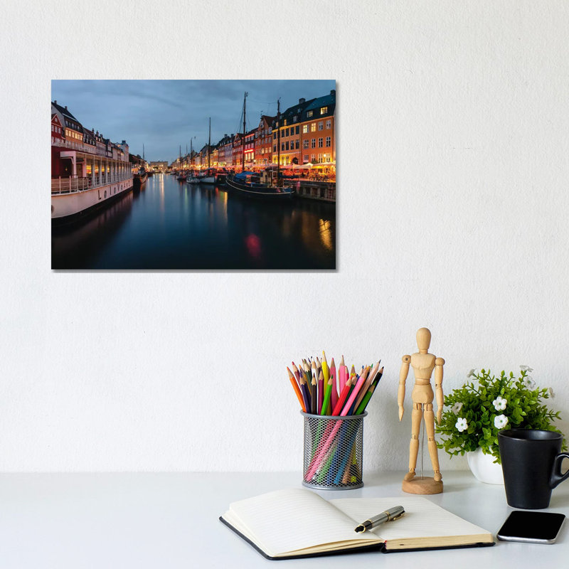 Nightly Harbour by Fabian Fortmann - Wrapped Canvas Print, 20.32 cm H x 30.48 cm W