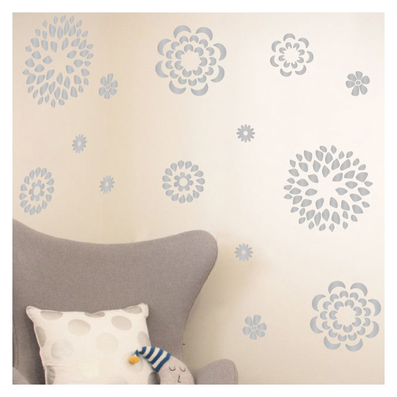 Adhésif décoratif motif floral, H 38 po x l 48 po x P 0,01 po, Argent