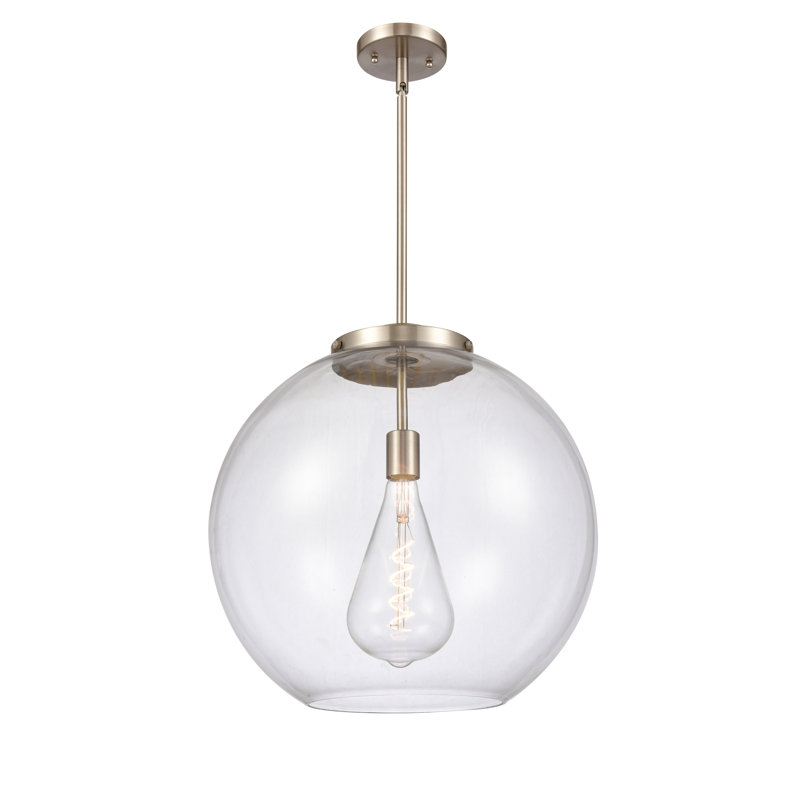 Luminaire suspendu simple à 1 lumière Ralph, Nickel satiné brossé
