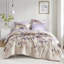 Couette King Size avec draps à motifs floraux taupe - Garnissage, entretien facile et imprimé des draps, tissu facile à manipuler, lavable à la machine