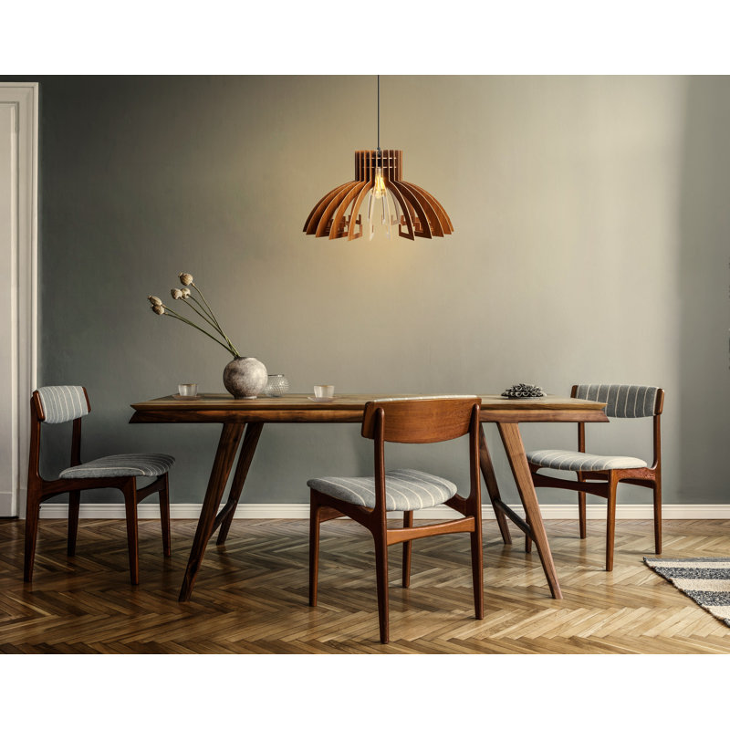 Élégant lustre couronne scandinave, couleur noyer, 21,7 po de diamètre | Hauteur réglable jusqu'à 25,6 po | Corps en panneau de fibres à densité moyenne de 0,1 po d'épaisseur, culot E27 de 40 W maximum | Parfait pour un décor champêtre et moderne, un luminaire élégant