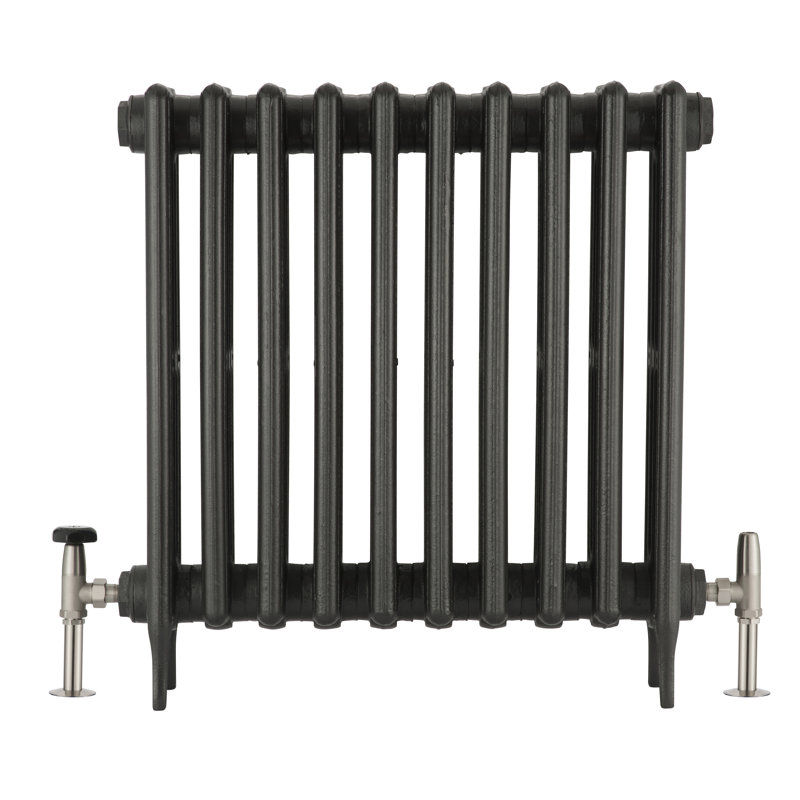 Abbeville Heating Manual Radiator Valve with Wheel Head & Lockshield, Brushed Nickel