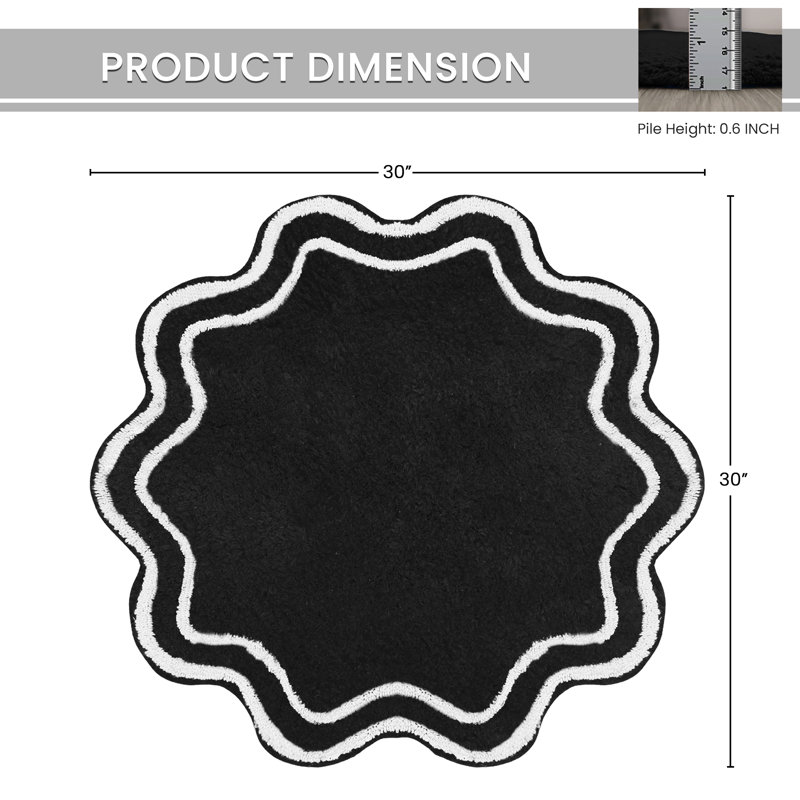 Tapis pour salle de bain Dobrinka, Noir, 30 po (rond)