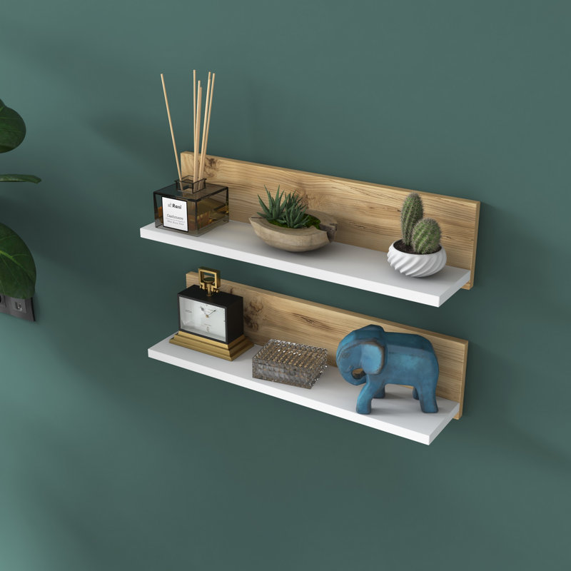 Herlene 2 Piece Accent Shelf, Oak/White