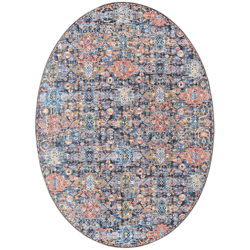Oppie Performance Chenille Oriental Indoor Rug, Oval 7'7" x 10'6"
