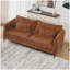 Canapé moderne 80 po à 3 places avec pieds en métal, canapé rembourré en chenille 3 places pour salon, appartement (caramel)-56437089