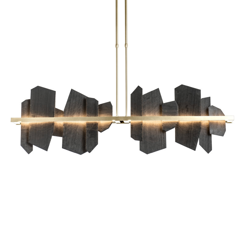 Luminaire suspendu linéaire à 1 lumière pour îlot de cuisine avec détails ardoise Ardesia, Laiton moderne