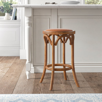 Fredericksburg Round Rattan Seat Counter Stool with Solid Wood Frame