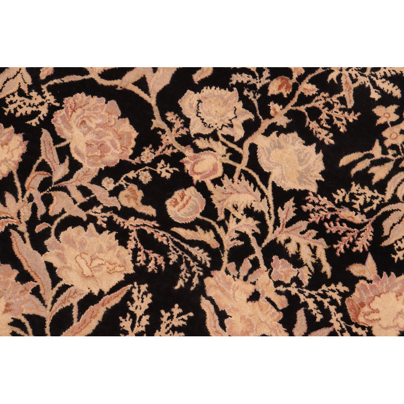 Hand-Knotted Black Wool Traditional Rectangular Rug 8'1'' x 10'1''