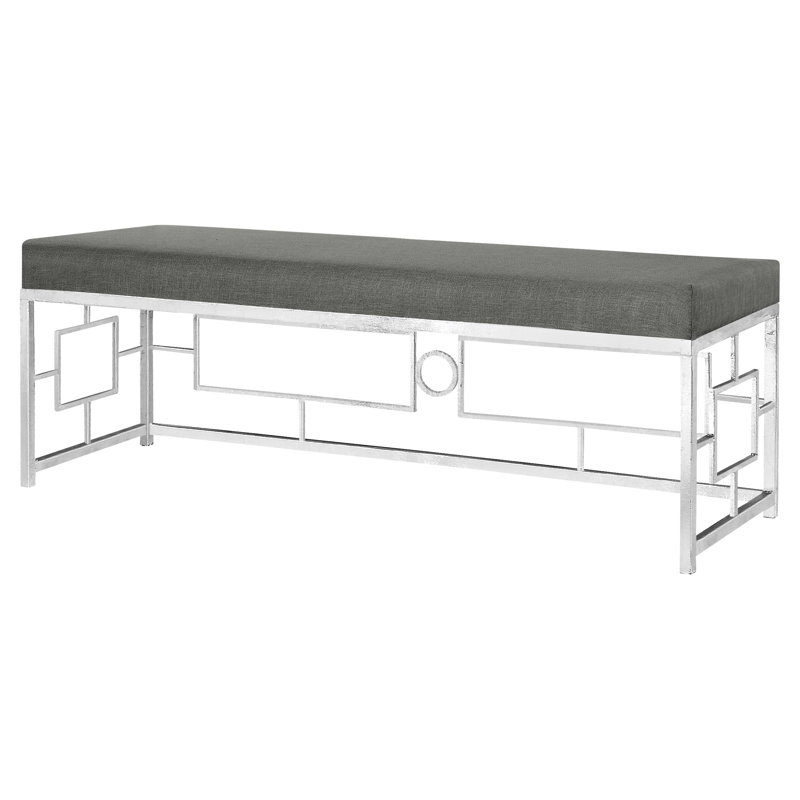 London Upholstered Bench, Silver Leaf/Charcoal