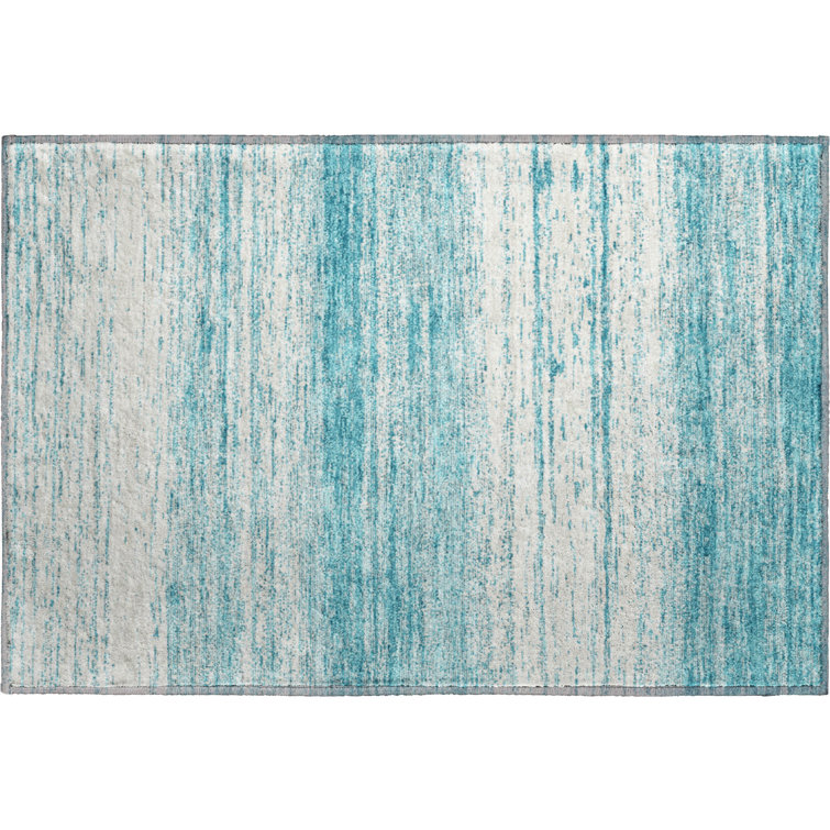Premium Machine Washable Prisco Teal Rug