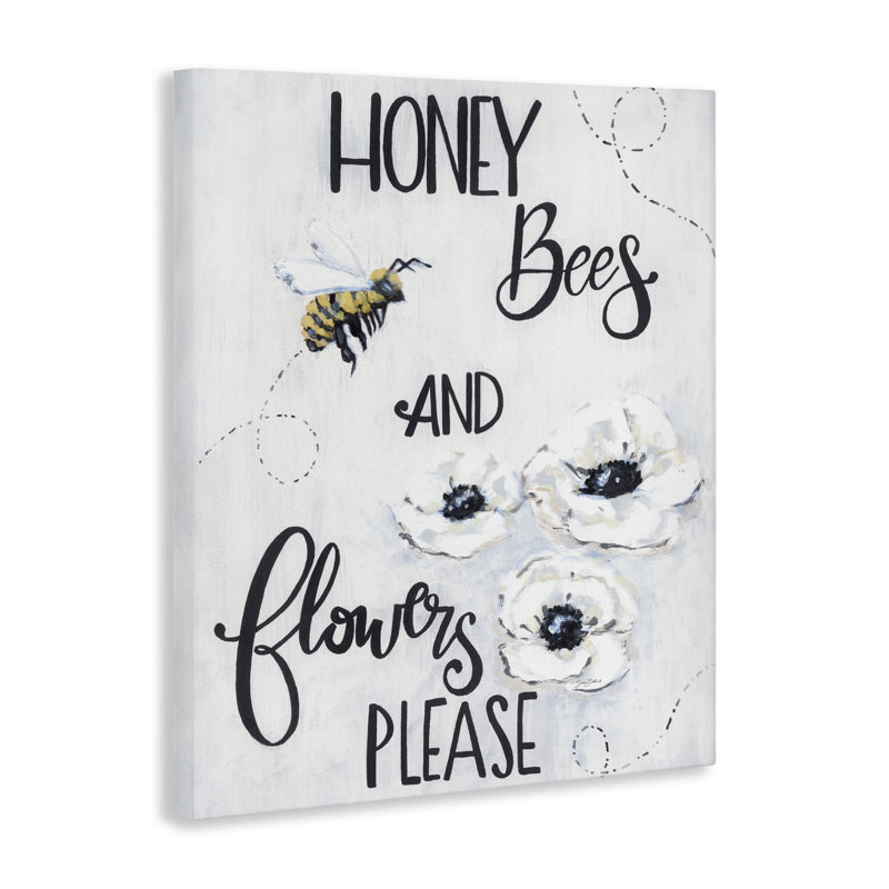 Toile jardin, abeilles et fleurs, design par Sara Baker, H 30 po x l 24 po