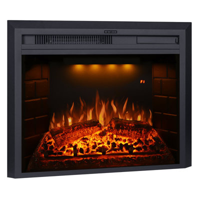 Foyer encastré de 63,5 cm (25 pouces) avec protection contre la surchauffe, crépitement de feu, télécommande, 750/1500 W, noir