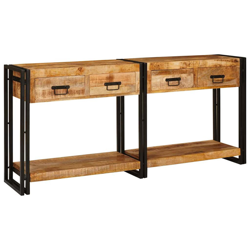Console Table, 75cm H x 160cm W x 33cm D, Rustic Brown