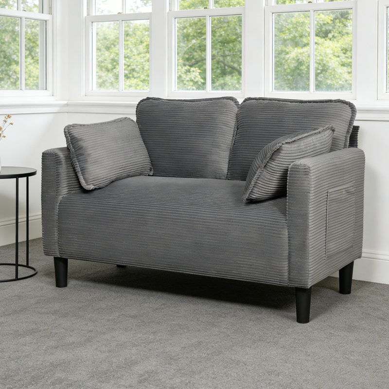 Causeuse rembourrée 48,03 po Corduroy, Grey